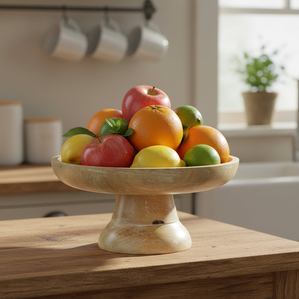 Wooden Pedestal Bowl