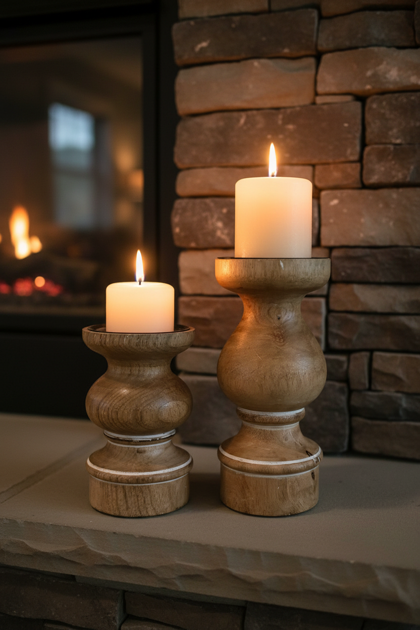 Mango wood candle pedestal