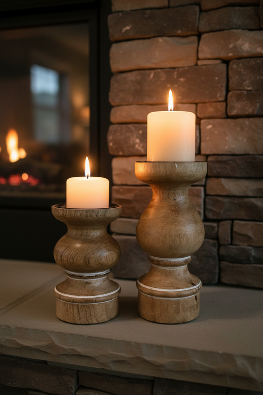 Mango wood candle pedestal